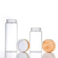 Hoge borosilicaat glasopslagfles met bamboe deksel