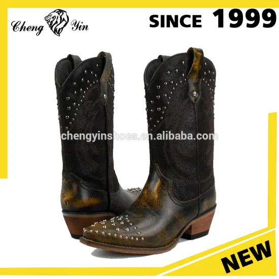China wholesale Stylish soft Leather knee high ankle comfort cowboy boots