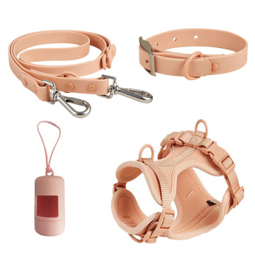 2024 Custom Logo Waterproof Pet Harness Leash Collar Set with Poop Bag Holder