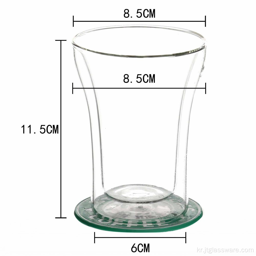 차용 이중 벽 유리 컵