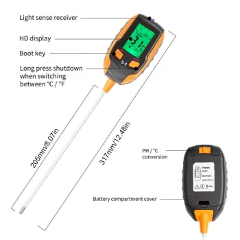 4-in-1 High Quality Soil PH and Moisture Meter for Farm and Garden