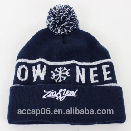 sports team beanie hat with ball/sports team beanie/knit pom beanie