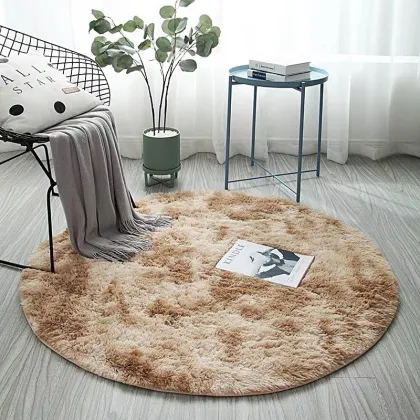 Tie Dye Round Shape Custom Fluffy Area Rugs for Living Room
