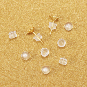 Boucles d'oreilles en silicone transparente blanche à la mode coréenne avec bouchon de dos sans allergie