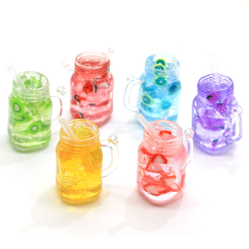 Hoge Kwaliteit Hars Fruit Drinkfles Charms Poppenhuis Miniatuur Drinkfles Hangers Voor Oorbel Sleutelhanger Sieraden Maken DIY