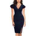 Women's Navy Style Deep-V Neck Vintage Evening