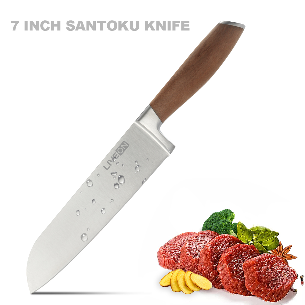 7 INCH SANTOKU KNIFE WITH WALNUT HANDLE