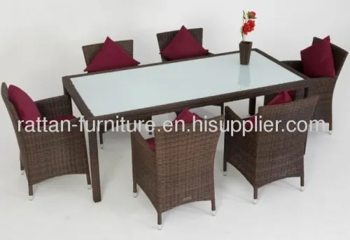 Pe Rattan Outdoor Dining Room Furniture Table And Chair 7pcs 