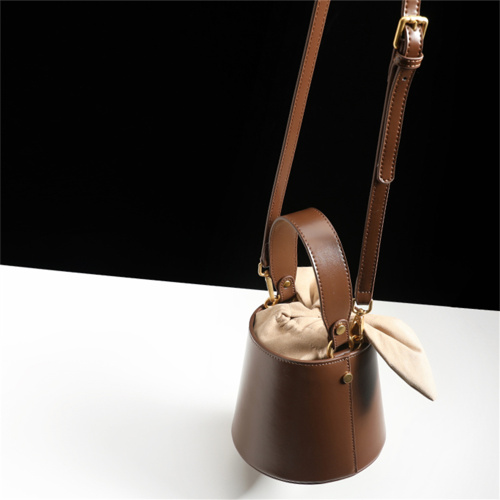 Knotted Bunny Ears Fashionable Bucket Bag with Cowhide