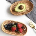 Cesto portaoggetti in rattan intrecciato a mano per frutta e snack