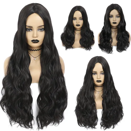 X-TRESS Black Colored Synthetic Hair Wigs Soft Body Wave Long Length Machine Made Cheap Wigs For Women Cosplay Wigs