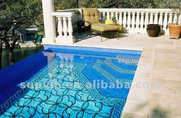 project swimming pool pattern blue glass mosaic tile