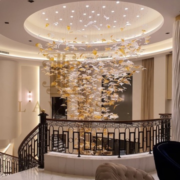 Modern Design Hotel Villa Lobby Glass Stair Chandelier LED Lighting