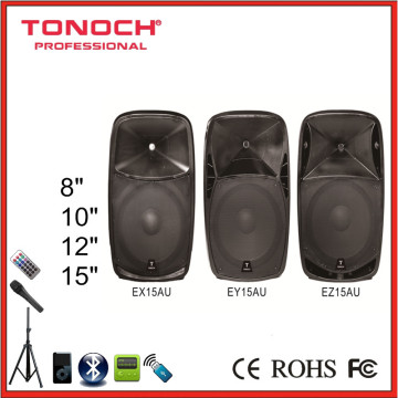12 inch and 15 inch active speaker with bluetooth/fm/usb/sd/wheels/led display