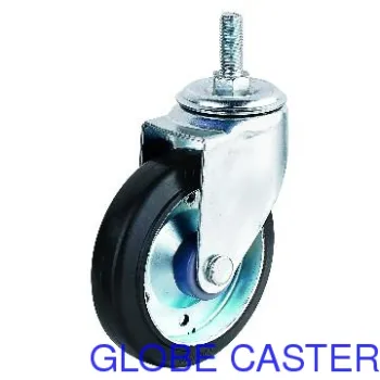 5 inch Threaded Stem Caster (black),160kgs Load Capacity, Bushing