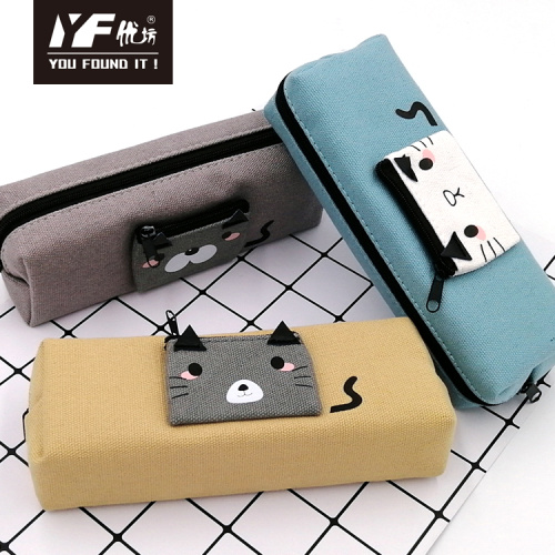 Pencil Case Pouch Custom fashionable cute cat canvas pencil case Manufactory