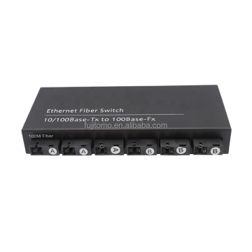 Fujitomo Optical Media Converter 6Fiber+2Rj45 10/100M Single Mode 1310/1550nm Fiber Transceiver