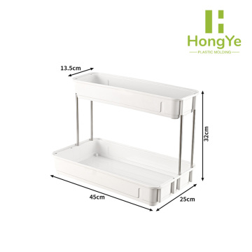 Estante organizador de almacenamiento de cosméticos de plástico transparente de 2 niveles