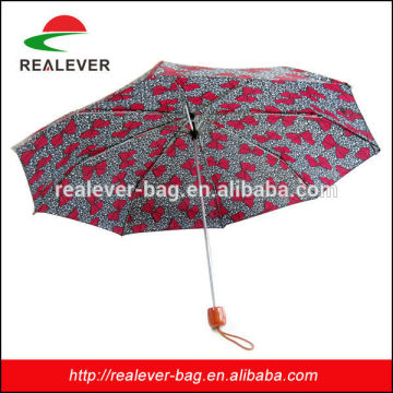 Red bowknot printing auto open close fold pocket umbrella