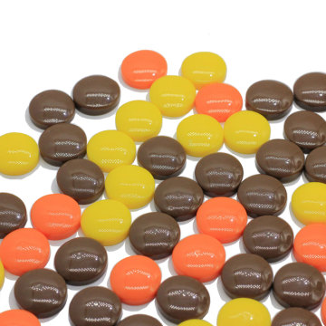 Grãos de sementes coloridas de grãos de chocolate de resina plana de 14 mm para preenchedores de limo adesivo