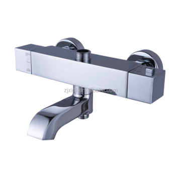 Chrome Finish Brass Luxury Square Thermostatic Wall-Mounted Bathtub Faucet X9017BS2