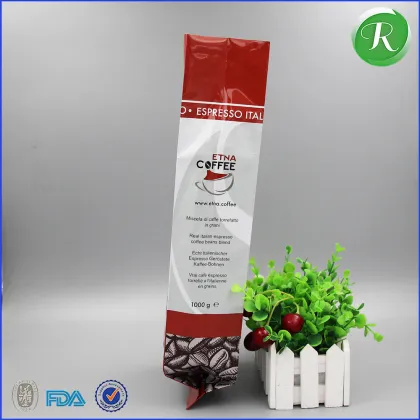 Food Grade Customize Printing Four Side Sealed Aluminium Foil Coffee Packaging Bag With Air Valve