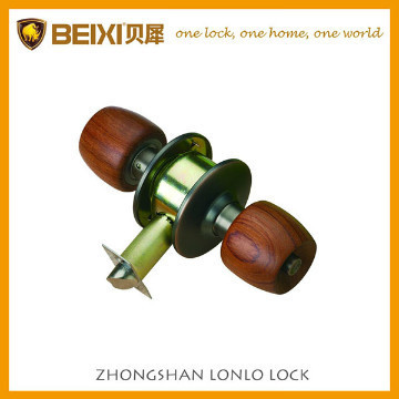 Cylindrical rose wood beech knob push button door lock