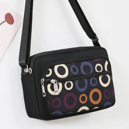 Portable Nylon Crossbody Bag with Zip Closure for Middle-Aged and Elderly Women