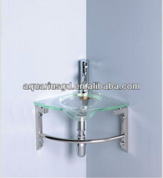 Small Corner Bathroom Vanity with Glass Wash Basin