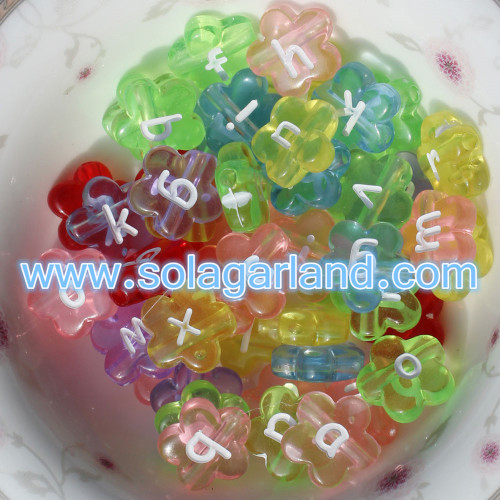 4.5 * 11 MM plastikowy kształt kwiatu Alphalet Letter Beads Charms