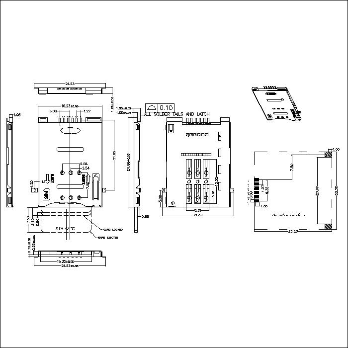 SIM series 6Pin 1.85mm height connector ATK-SIM6185A005