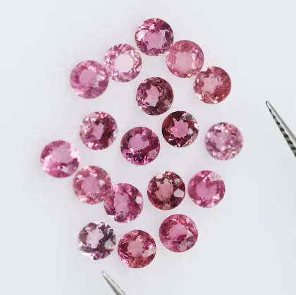 Natural Pink Tourmaline Round Diamond Cut Tourmaline Gems