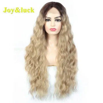 Lacefront Wholesale Wigs for Women Long Natural Water Wave Brown Ombre Blonde Ladies Lace Front Wigs Curly Synthetic Hair Wigs