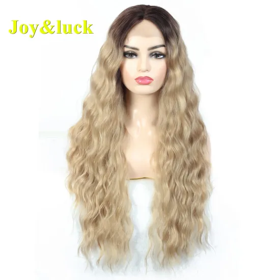 Lacefront Wholesale Wigs for Women Long Natural Water Wave Brown Ombre Blonde Ladies Lace Front Wigs Curly Synthetic Hair Wigs