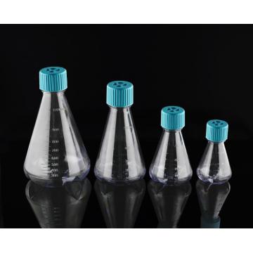 1L polikarbonat Erlenmeyer Flasks Baffled Vent Cap