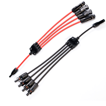 PV Cable Extension Y Divider 4 to 1 Connectors - Direct Sales Wholesale Price (Black and Red, 40 Sets/Ctn)