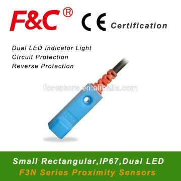 8*8mm Front Sensing Field, 2mm Sensing Range, IP67, Dual LED, F3N-08TN02 Series Inductive Sensor.