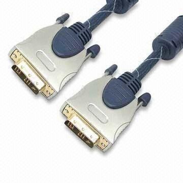 DVI to DVI Cable Metal Shells with Gold-plated Plug, Available in 30, 28, 26 and 24AWG Wire