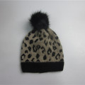 Leopard Jacquard Winter Hat With Pompom