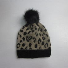 Leopard Jacquard Sombrero de invierno con Pompom