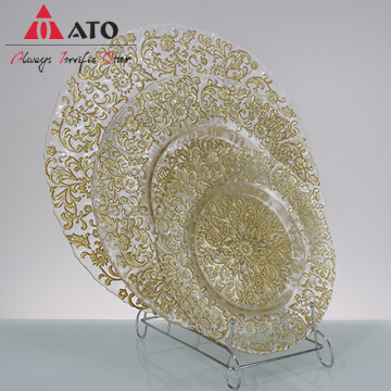 Custom made gold elegant dinner glass charger plate