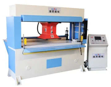 PLC Auto feeding by rubber roll precision four column hydraulic traveling head non woven cutting machine