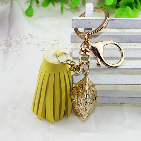 DIY Crystal Leaf Tassel Keychain