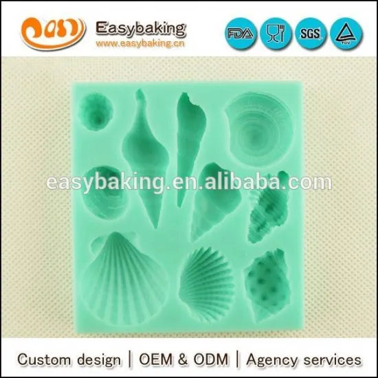 2014 new product marine conch cake decorating silicone fondant mold for Arts & Crafts