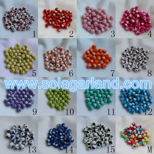 8 MM Plastikowe Okrągłe Serce Chunky Beads Naszyjnik z gumy balonowej Koraliki