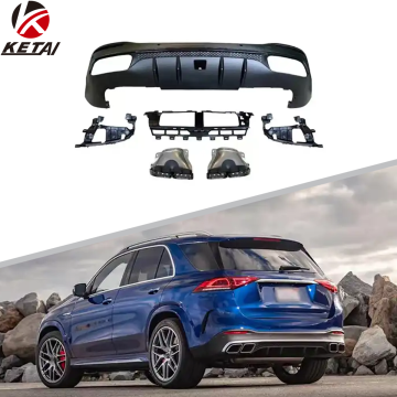 GLE63 النمط الخلفي الناشر مع نصائح سوداء فضية لبنز X167 GLE AMG 2019-2022