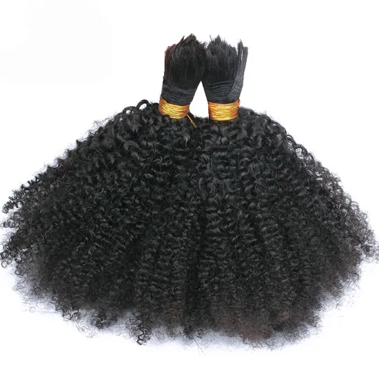 Cuticle aligned single donor afro kinky curly hair bulk 30inch natural brazilian human hair extension