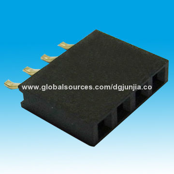 2.54mm (0.1-inch) Female Header, Horizontal SMT Type, 8.5mm Height, PA6T, RoHS Mark