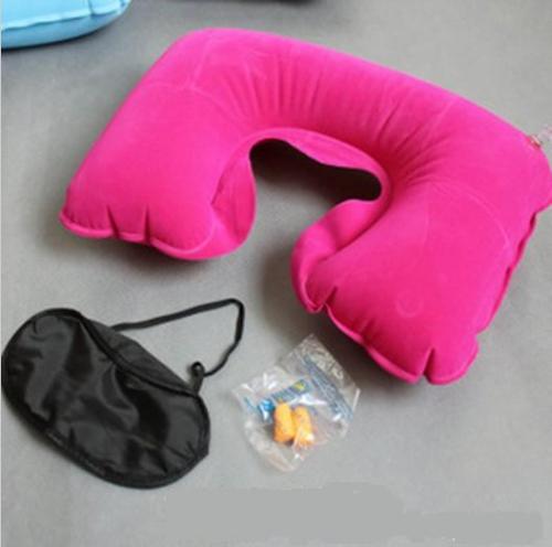 Travel Kit of Inflatable Neck Pillow Used in Office, Airplane (HNGUP-002)
