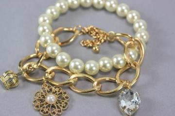 Bijoux finto intarsio tallone & braccialetto di ragazze oro diamanti Cz 2013